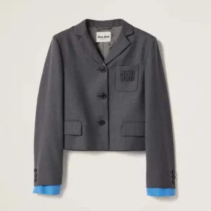 Miu Miu Women Single-breasted Cropped Gabardine Jacket MH1783
