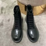 Prada Unisex Brushed Leather Combat Boots-Black 2TG242