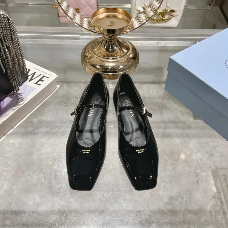 Prada Women Brushed leather Mary Jane ballerinas-Black 1F826N