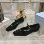 Prada Women Brushed leather Mary Jane ballerinas-Black 1F826N