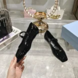 Prada Women Brushed leather Mary Jane ballerinas-Black 1F826N