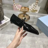 Prada Women Brushed leather Mary Jane ballerinas-Black 1F826N