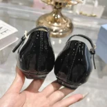 Prada Women Brushed leather Mary Jane ballerinas-Black 1F826N