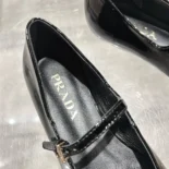 Prada Women Brushed leather Mary Jane ballerinas-Black 1F826N