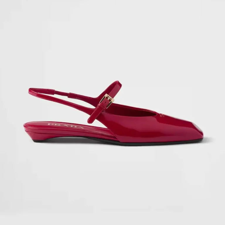 Prada Women Patent Leather Slingback Ballerinas-Red