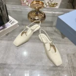 Prada Women Patent Leather Slingback Ballerinas-White