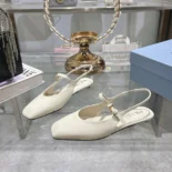 Prada Women Patent Leather Slingback Ballerinas-White