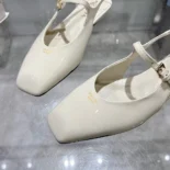 Prada Women Patent Leather Slingback Ballerinas-White