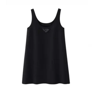 Prada Women Re-Nylon Mini-dress with Black Metal Triangle Logo