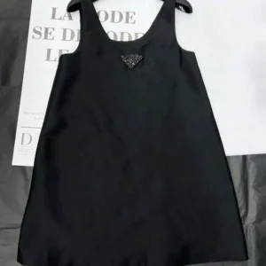 Prada Women Re-Nylon Mini-dress with Black Metal Triangle Logo