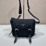 Prada Women Re-Nylon Shoulder Bag with Studs 1BD382