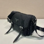 Prada Women Re-Nylon Shoulder Bag with Studs 1BD382