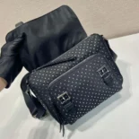 Prada Women Re-Nylon Shoulder Bag with Studs 1BD382