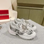 Roger Vivier Women Viv’ Viv' on the Run Sneakers in Leather and Fabric-White