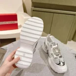 Roger Vivier Women Viv’ Viv' on the Run Sneakers in Leather and Fabric-White