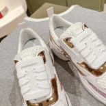 Roger Vivier Women Viv' on the Run Sneakers in Leather and Fabric-Pink