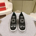Roger Vivier Women Viv' on the Run Sneakers in Patent Leather and Fabric-Black
