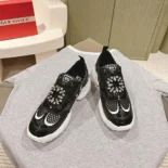 Roger Vivier Women Viv' on the Run Sneakers in Patent Leather and Fabric-Black