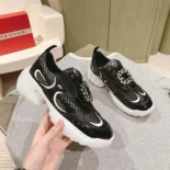 Roger Vivier Women Viv' on the Run Sneakers in Patent Leather and Fabric-Black