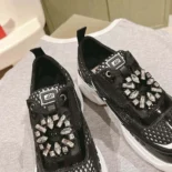Roger Vivier Women Viv' on the Run Sneakers in Patent Leather and Fabric-Black