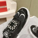 Roger Vivier Women Viv' on the Run Sneakers in Patent Leather and Fabric-Black