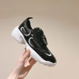 Roger Vivier Women Viv' on the Run Sneakers in Patent Leather and Fabric-Black