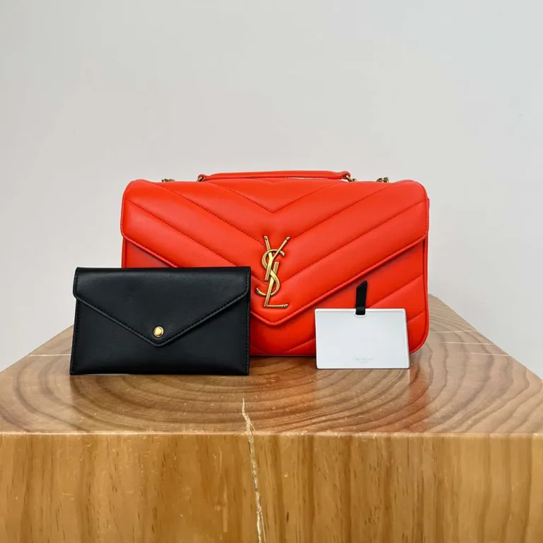 Saint Laurent YSL Women Loulou Medium in Matelasse Lambskin-Orange