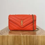 Saint Laurent YSL Women Loulou Medium in Matelasse Lambskin-Orange