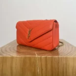 Saint Laurent YSL Women Loulou Medium in Matelasse Lambskin-Orange