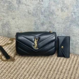 Saint Laurent YSL Women Loulou Mini in Lambskin-Black 821749AAEAX1000