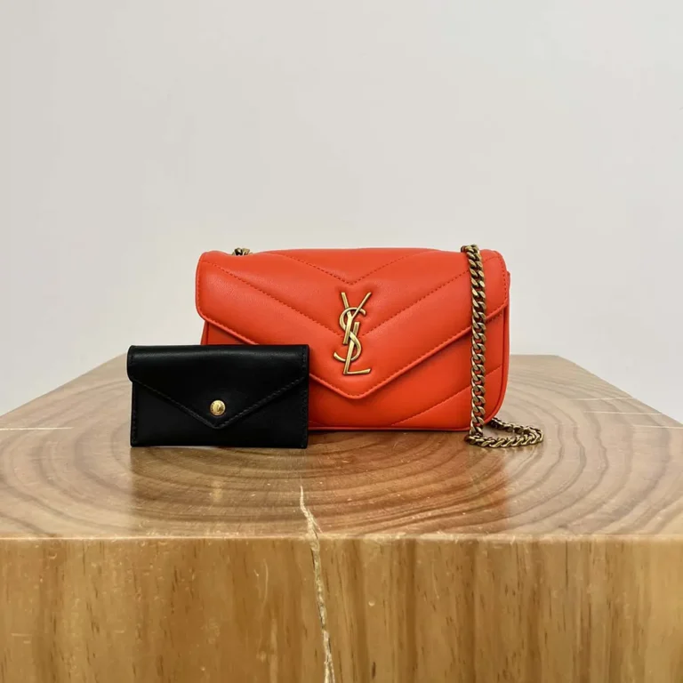 Saint Laurent YSL Women Loulou Mini in Lambskin-Orange 821749AAEAX1000