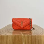 Saint Laurent YSL Women Loulou Mini in Lambskin-Orange 821749AAEAX1000