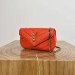 Saint Laurent YSL Women Loulou Mini in Lambskin-Orange 821749AAEAX1000