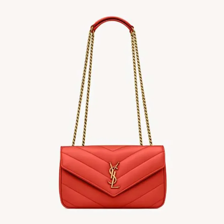 Saint Laurent YSL Women Loulou Small in Matelasse Lambskin-Orange