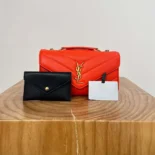 Saint Laurent YSL Women Loulou Small in Matelasse Lambskin-Orange