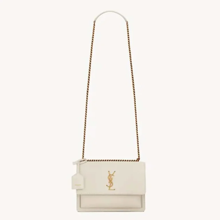 Saint Laurent YSL Women Sunset Medium in Smooth Leather-White