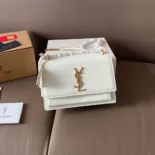 Saint Laurent YSL Women Sunset Medium in Smooth Leather-White