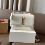 Saint Laurent YSL Women Sunset Medium in Smooth Leather-White