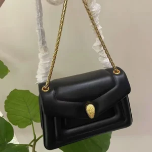 Bvlgari Women Serpenti Reverse Shoulder Bag-Black
