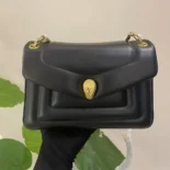 Bvlgari Women Serpenti Reverse Shoulder Bag-Black