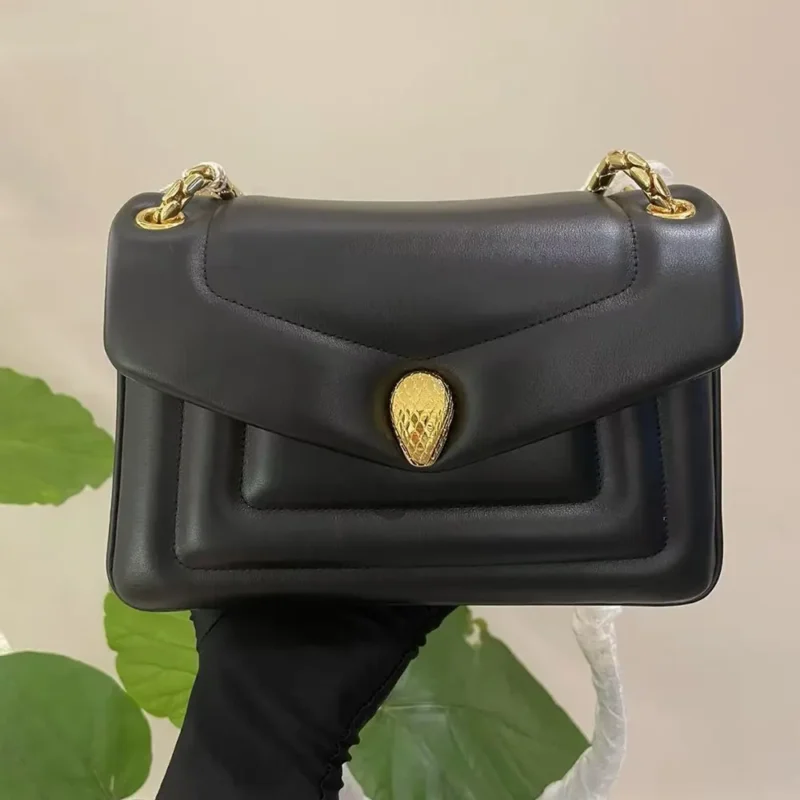Bvlgari Women Serpenti Reverse Shoulder Bag-Black