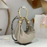 Chloe Women Small Bracelet Hobo Bag in Grained Leather-Grey