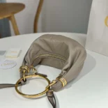 Chloe Women Small Bracelet Hobo Bag in Grained Leather-Grey