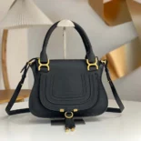 Chloe Women Small Marcie Bag in Grained Leather-Black