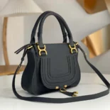 Chloe Women Small Marcie Bag in Grained Leather-Black