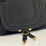 Chloe Women Small Marcie Bag in Grained Leather-Black