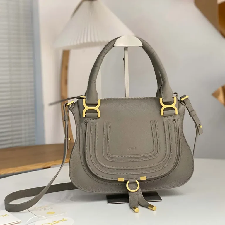 Chloe Women Small Marcie Bag in Grained Leather-Grey