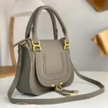 Chloe Women Small Marcie Bag in Grained Leather-Grey