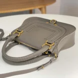 Chloe Women Small Marcie Bag in Grained Leather-Grey