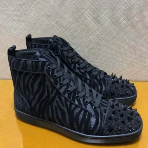 Christian Louboutin Men Lou Pik Pik Velvet High-Top Sneakers-BlackChristian Louboutin Men Lou Pik Pik Velvet High-Top Sneakers-Black